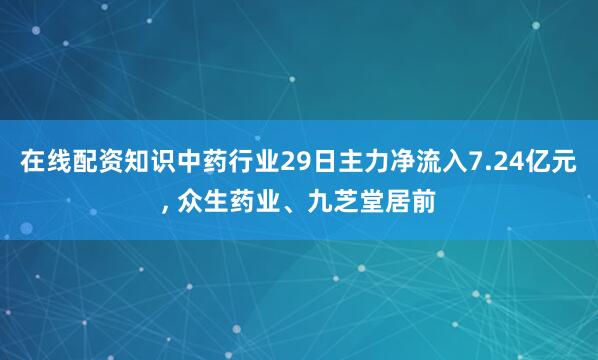 在线配资知识中药行业29日主力净流入7.24亿元, 众生药业、九芝堂居前